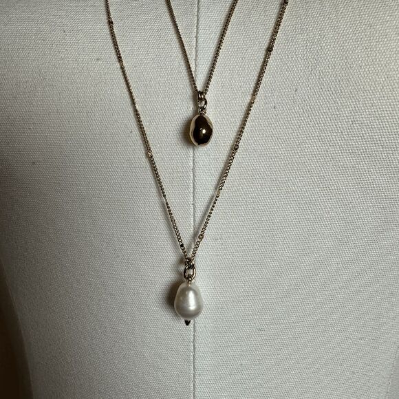 PREMIER DESIGNS Goldtone Double‎ Long Pearl Pendant Necklace - Picture 4 of 5